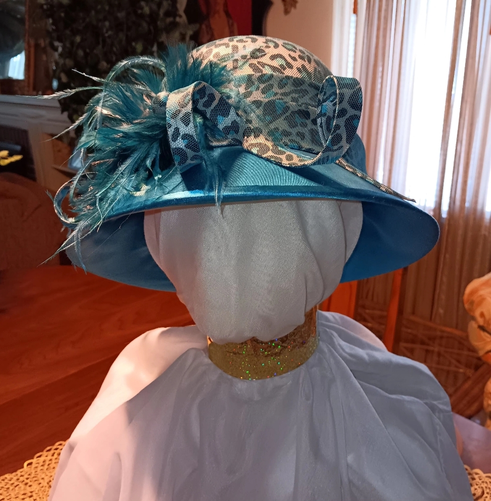 Chic Blue Feathered Hat for Special Occasions